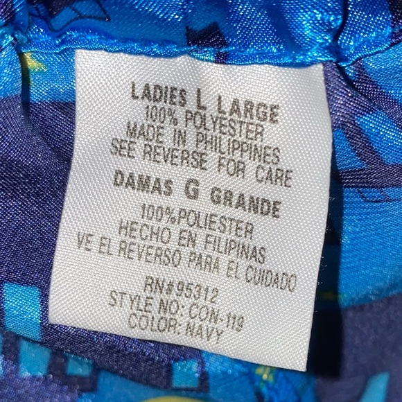 🎓 Miss Fifi Two Piece Silky Navy Set Robe & Bottoms - Picture 8 of 9